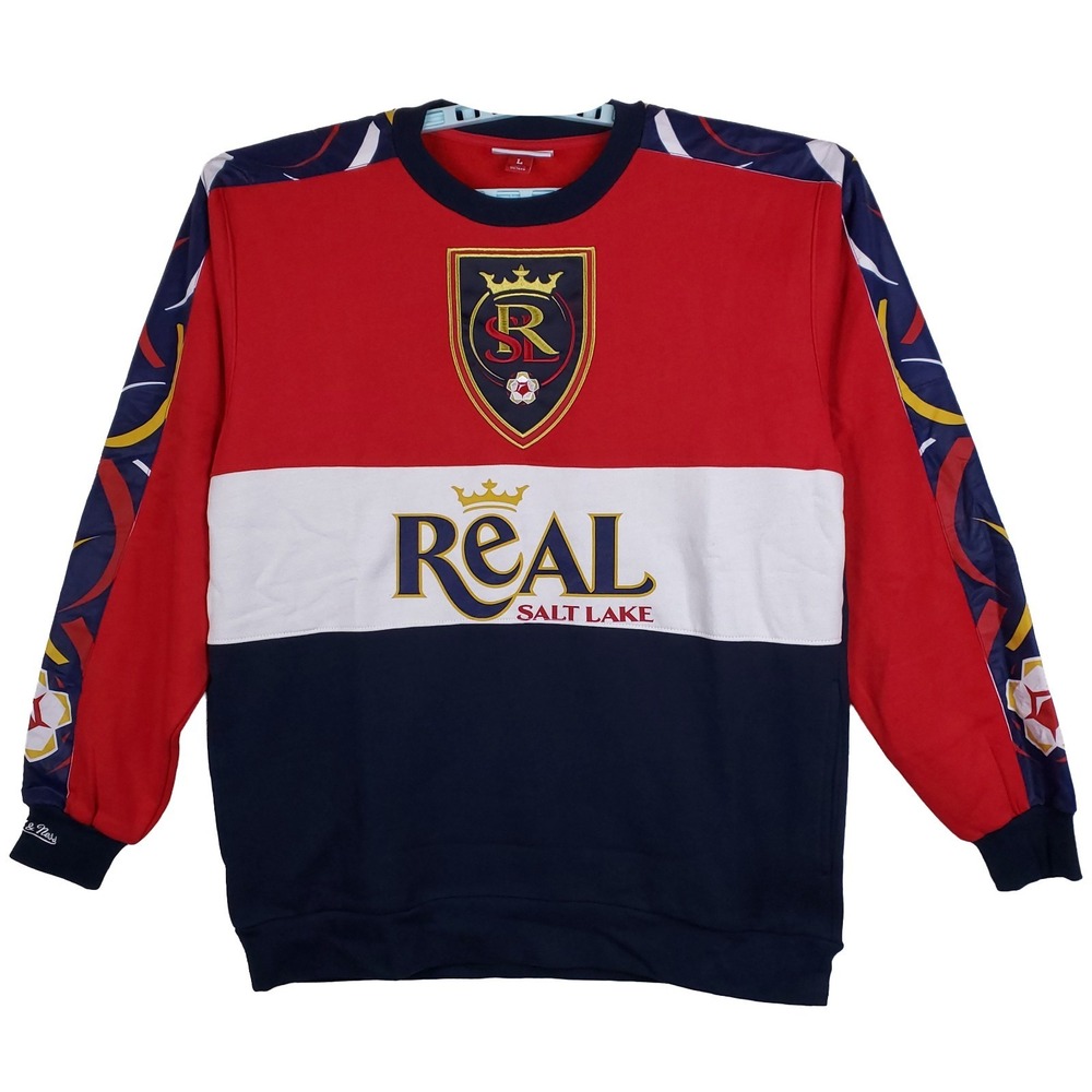 Real Salt Lake Mitchell & Ness MLS Large Sweatshirt Team Logo Navy Red White New